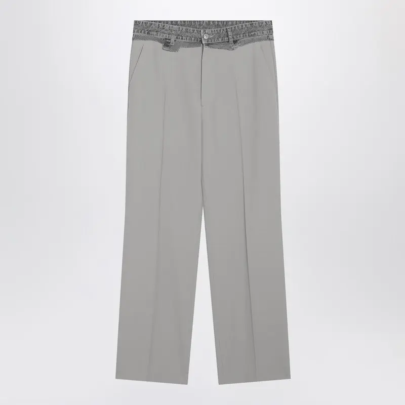 Grey Wool-Blend Trousers