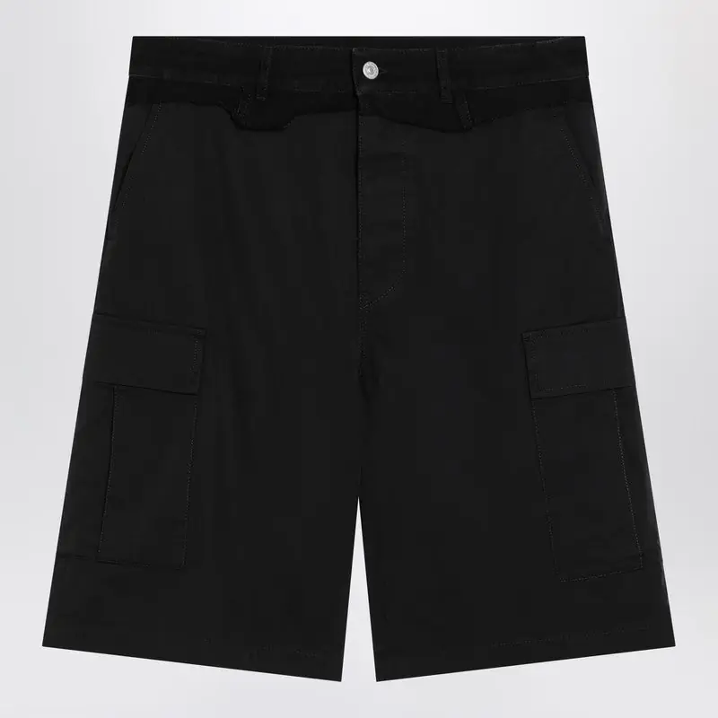 Black Wool-Blend Cargo Bermuda Shorts