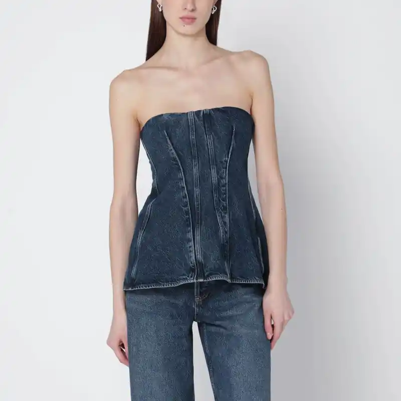 Blue Lara Denim Corset - Agolde