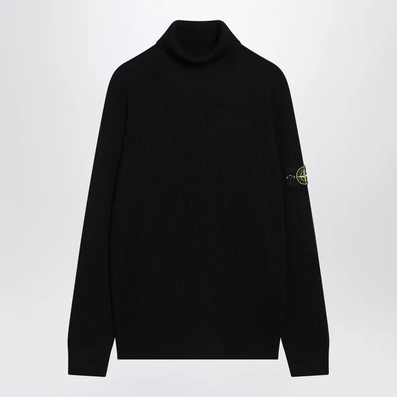Navy Blue Turtleneck Sweater With Regular Fit - Stone Island