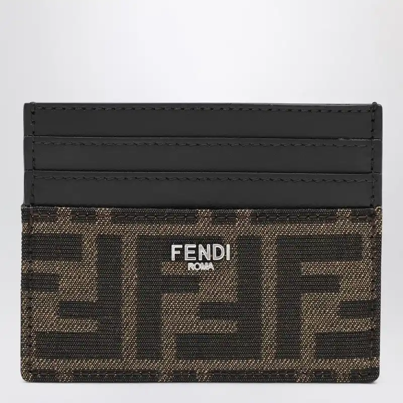 Brown Ff Jacquard Fabric Card Holder - Fendi