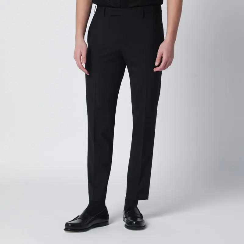 Black Wool-Blend Trousers
