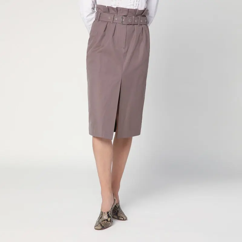Taupe Skirt In Cotton With Belt - Dries Van Noten