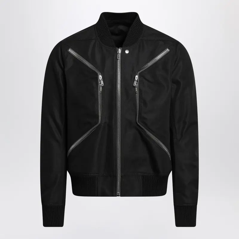 Black Zip-Up Cotton-Blend Jacket