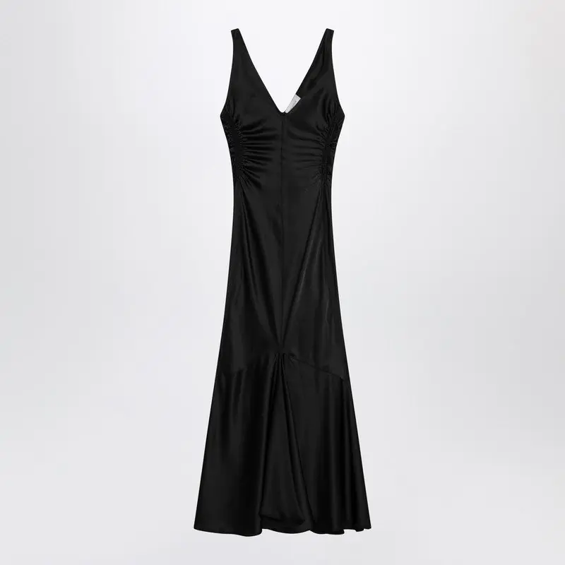 Long Black Dress In Satin - Sportmax