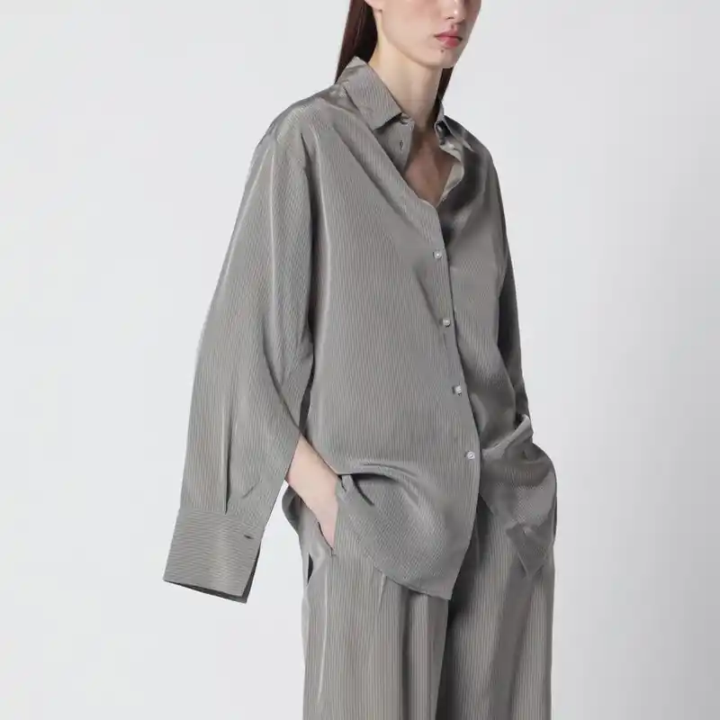 Light Grey Striped Oversized Shirt - RóHe