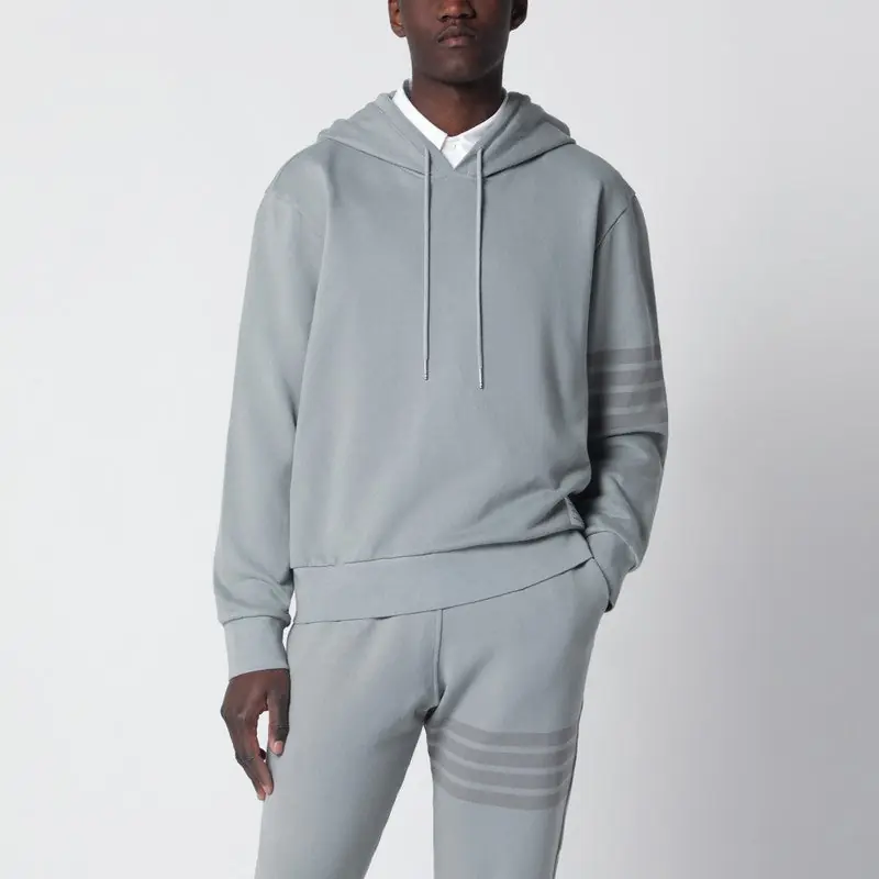 Grey Cotton Hooded Sweatshirt - Thom Browne
