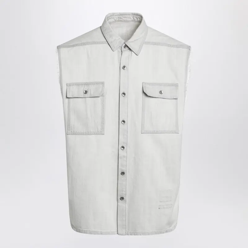White Vintage-Effect Denim Vest