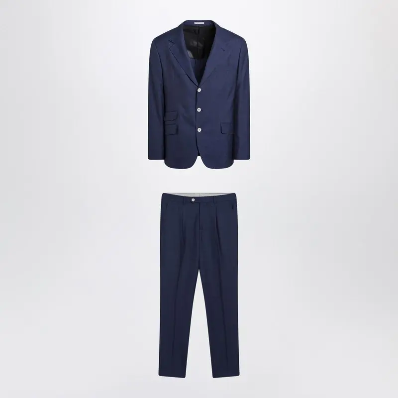 Blue Single-Breasted Wool Suit