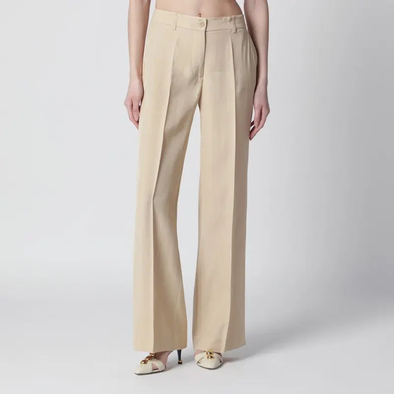Champagne-Colored Viscose Trousers