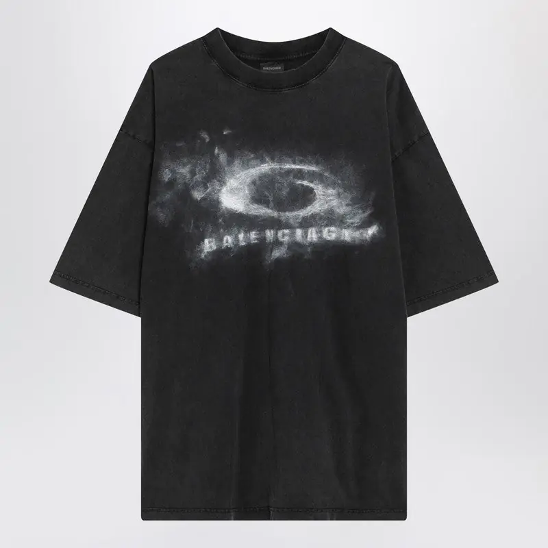 Black Faded Crayon Loop Oversize T-Shirt