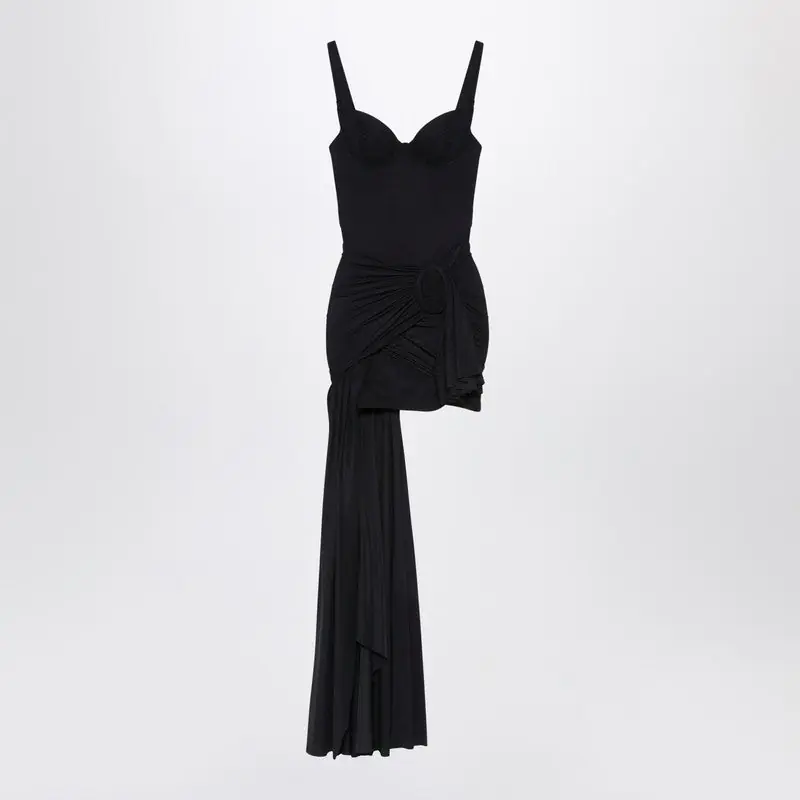 Black Draped Mini Dress In Jersey - Balenciaga