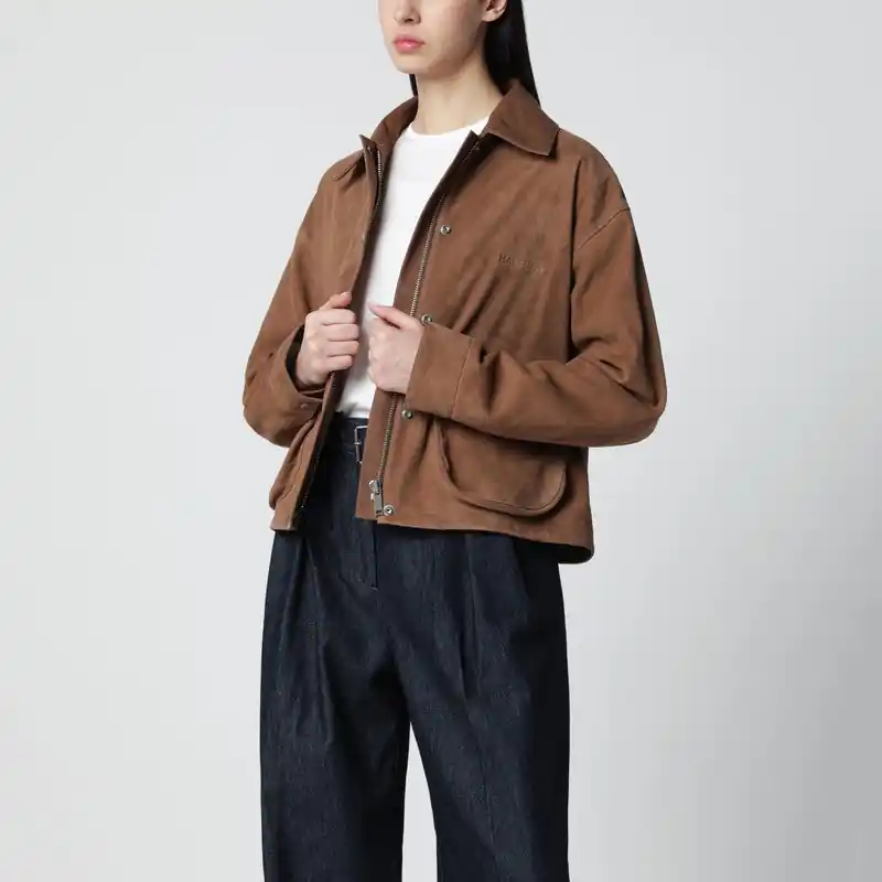Short Mocha Suede Leather Jacket - Halfboy