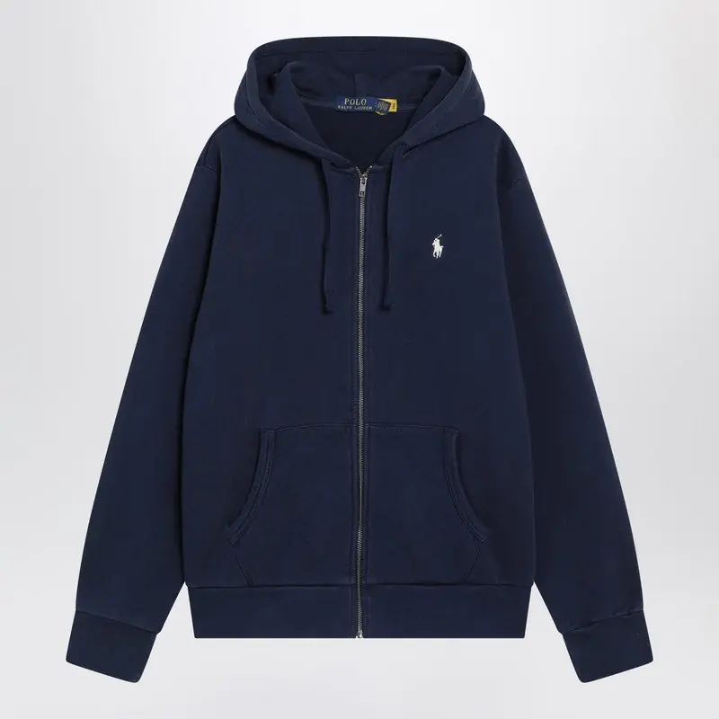 Navy Blue Cotton Zip-Up Sweatshirt