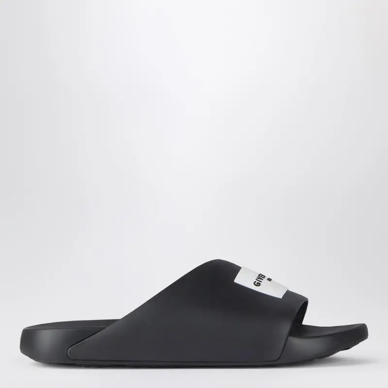 Black Rubber Label Slide Flat Mules - Givenchy
